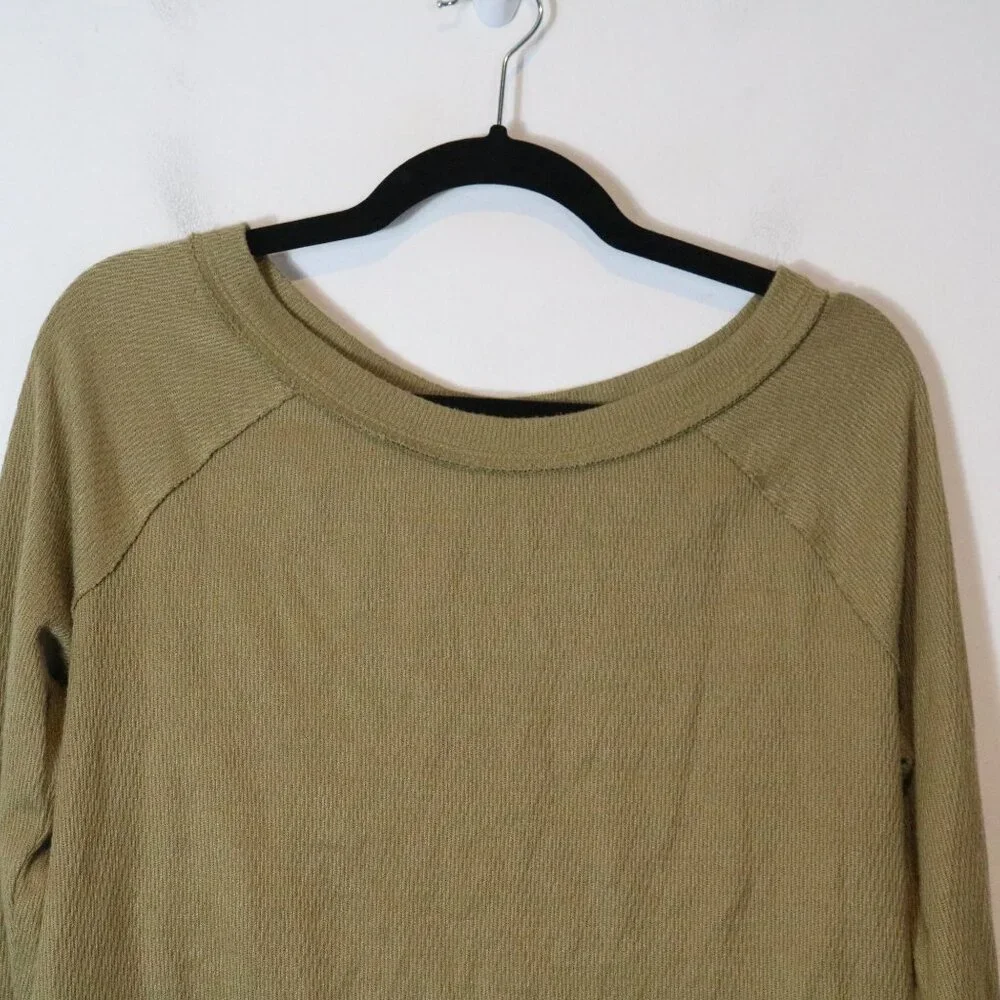 Free People We the‎ Free Snowy Thermal Top Sunstone Green Small Long Boho Tunic